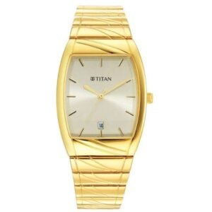 Titan Karishma Quartz Analog with Date Champagne Dial Stainless Steel Strap Watch for Men-9315YM05