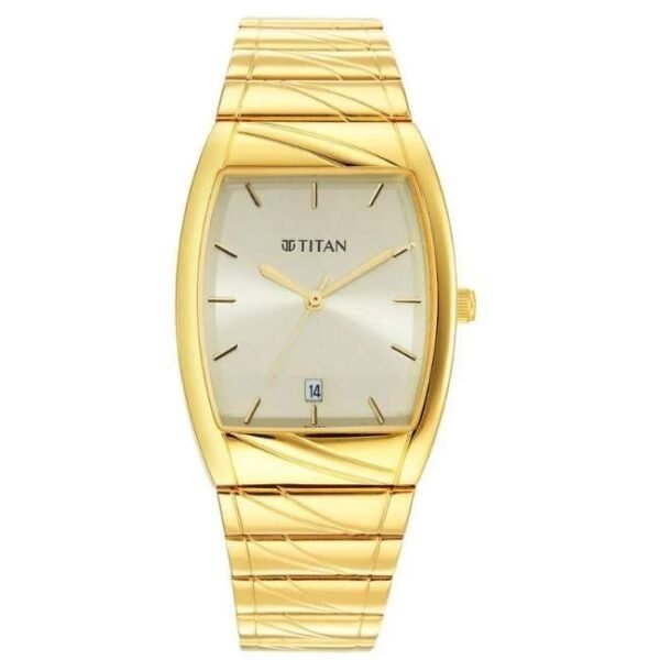 Titan Karishma Quartz Analog with Date Champagne Dial Stainless Steel Strap Watch for Men-9315YM05