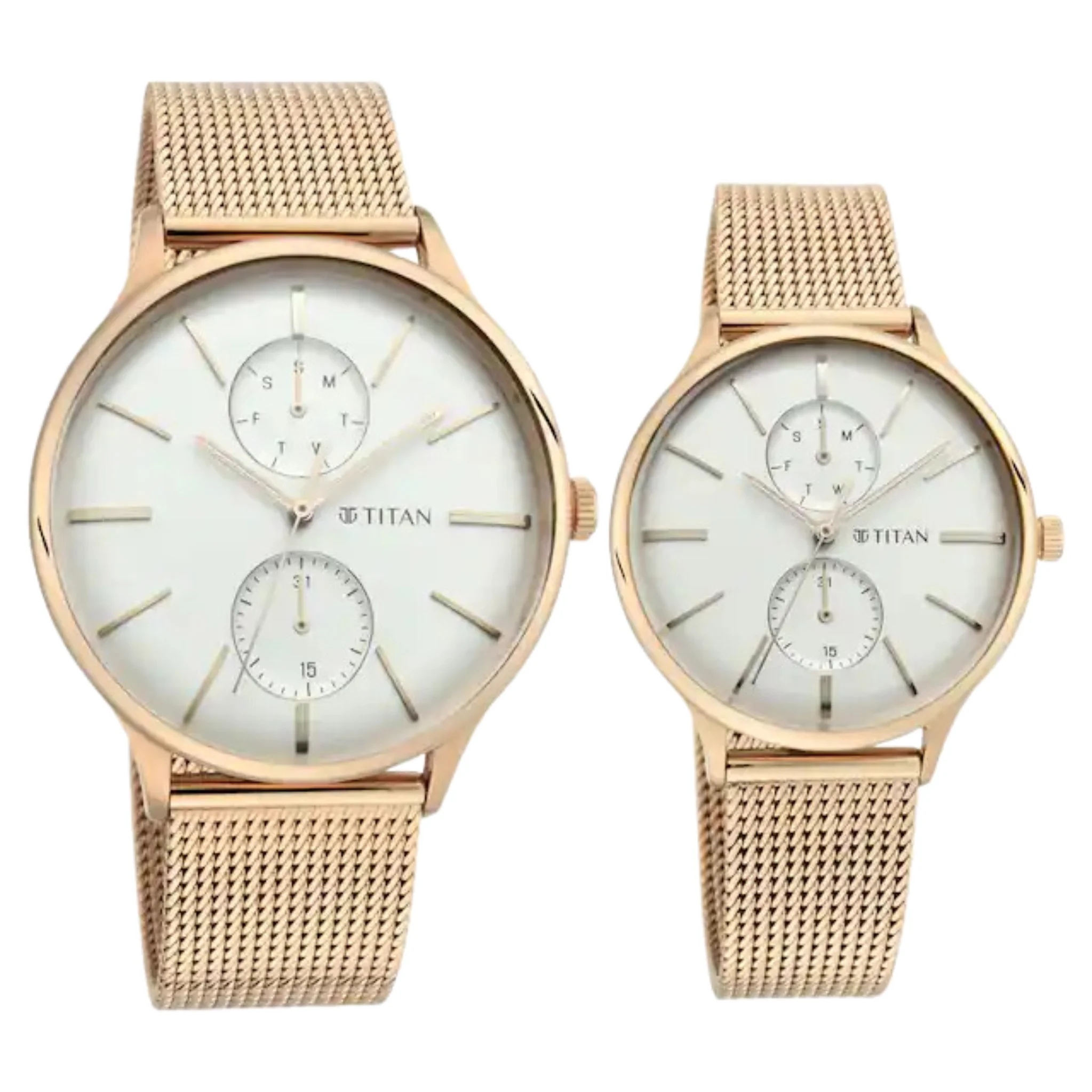 Titan Quartz Multifunction White Dial Watch For Couple-NR9400394203WM01P