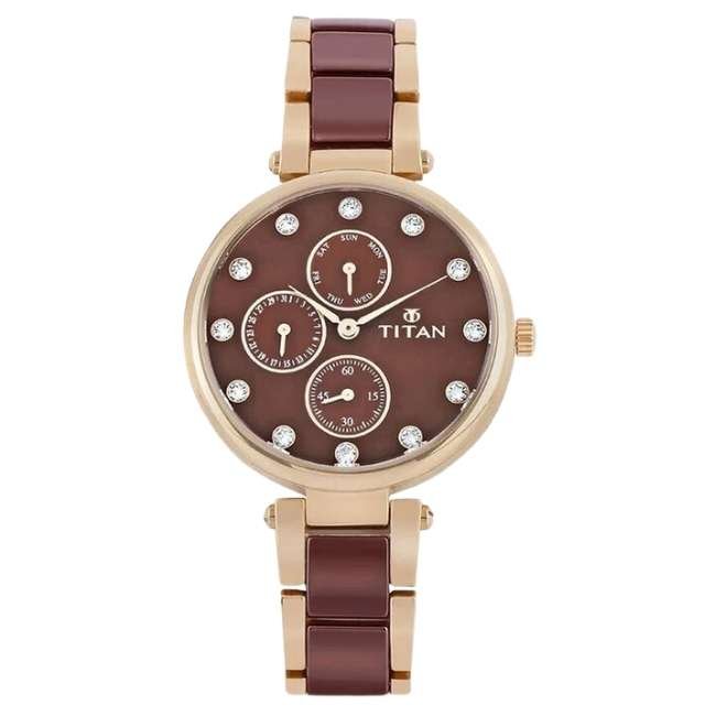 Titan Maroon Women Quartz Watch NR95062WD01