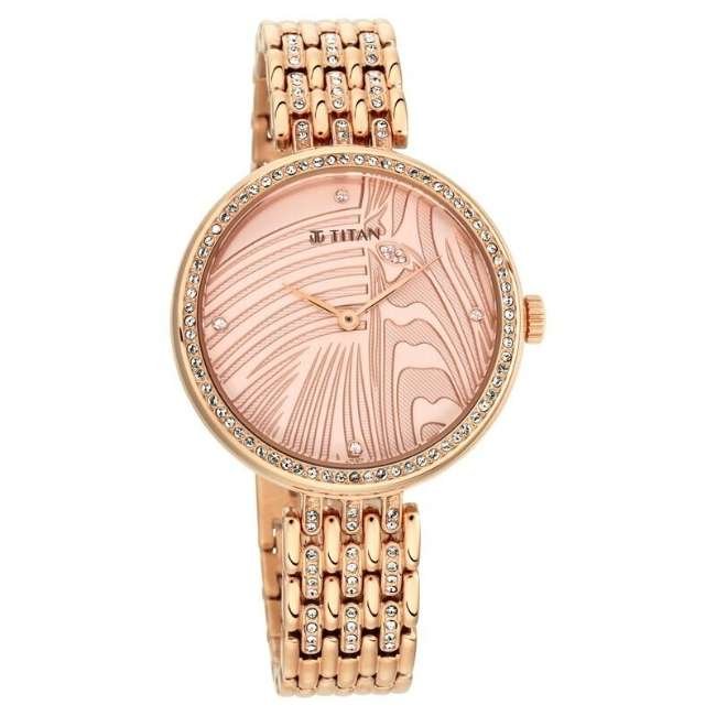 Titan Rose Gold Quartz Watch NR95129WM01