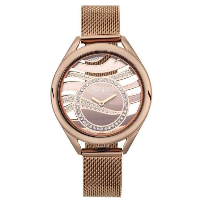 Titan Brown Women Quartz Watch NR95130QM01