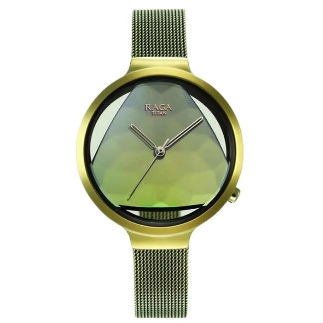 Titan Olive Green Women Quartz Watch NR95134QM01