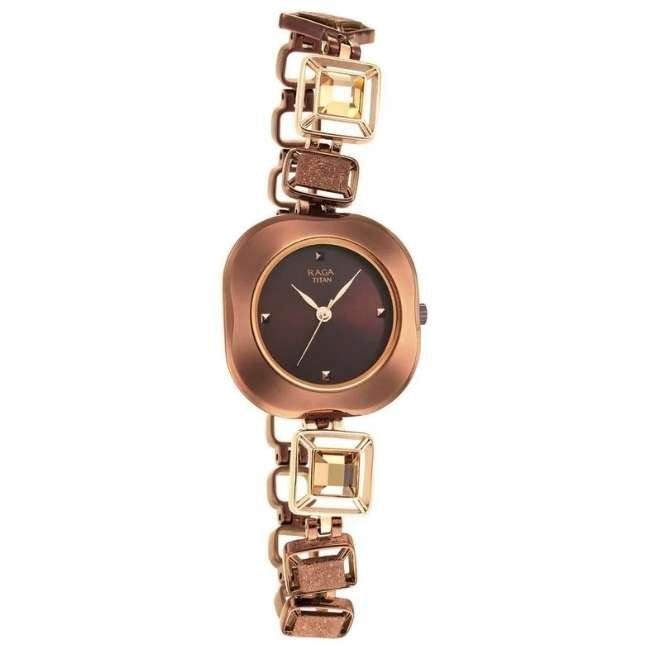 Titan Brown Women Quartz Watch NR95156KM01