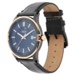 Xylys Quartz Analog with Date Black Dial Leather Strap Watch for Men