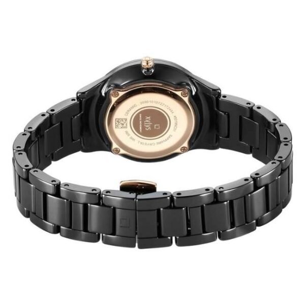 Xylys Black Dial Ceramic Strap Watch for Women