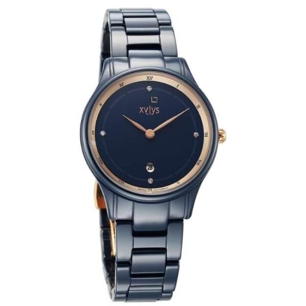 Xylys Blue Dial Ceramic Strap Watch for Women