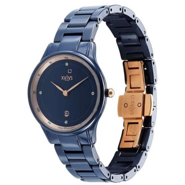 Xylys Blue Dial Ceramic Strap Watch for Women