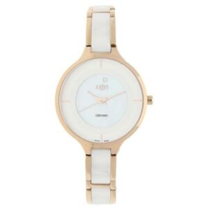 Xylys Quartz Analog White Dial Steel & Ceramic Strap Watch for Women