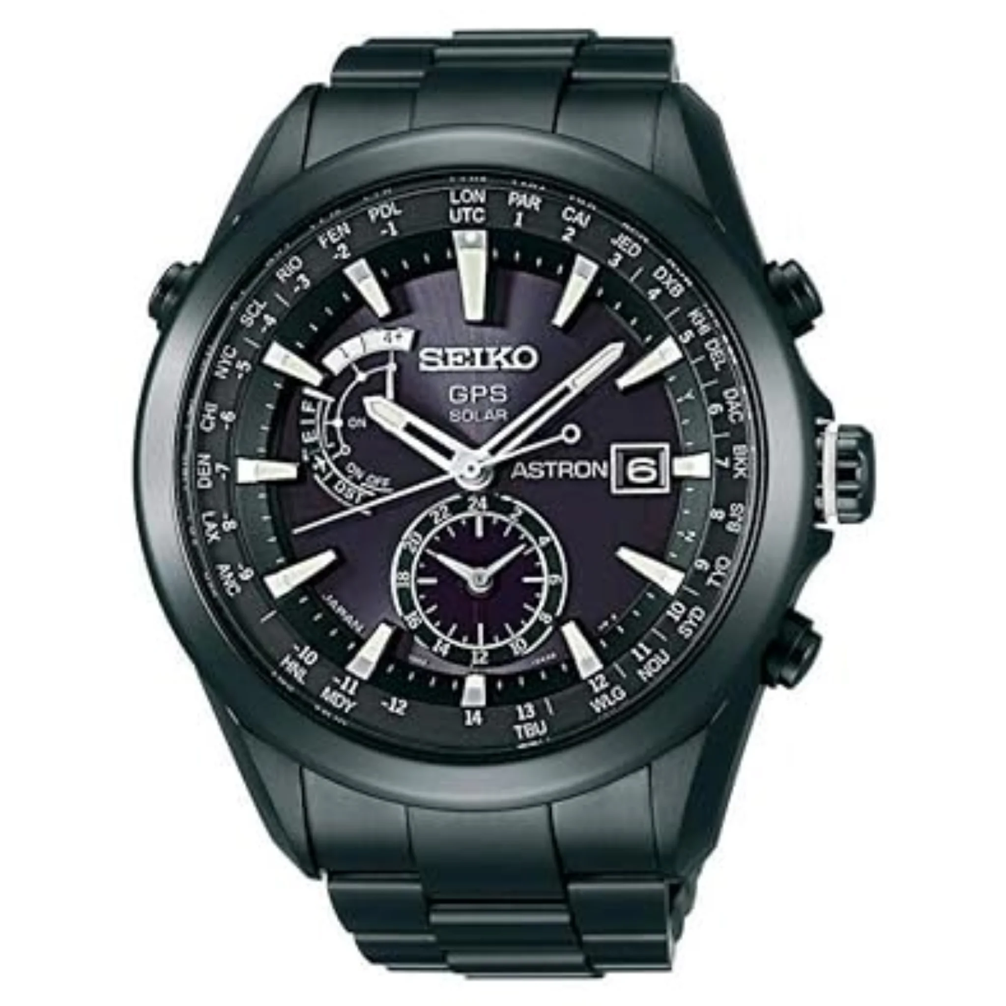 Seiko Astron Men Black GPS Solar Watch SAST007G