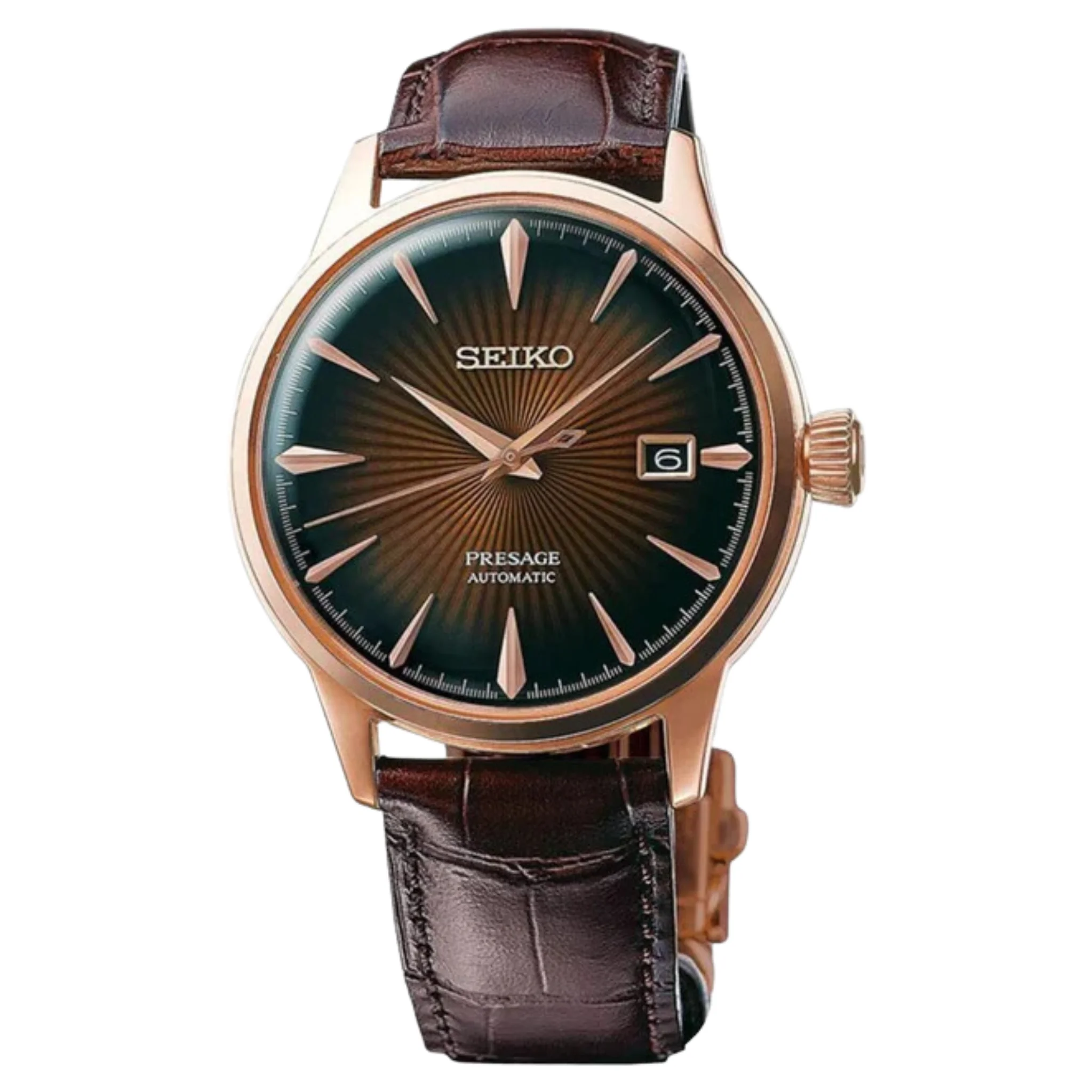Seiko Presage Men Brown Analog Leather Kinetic Watch- SRPB46J1