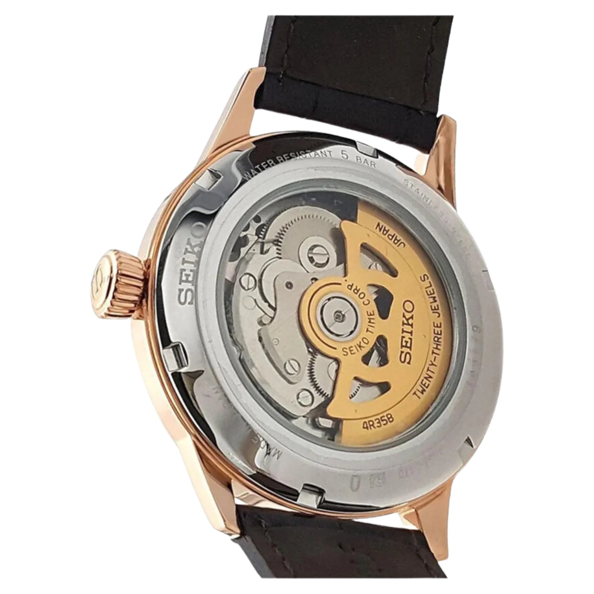 Seiko Presage Men Brown Analog Leather Kinetic Watch- SRPB46J1