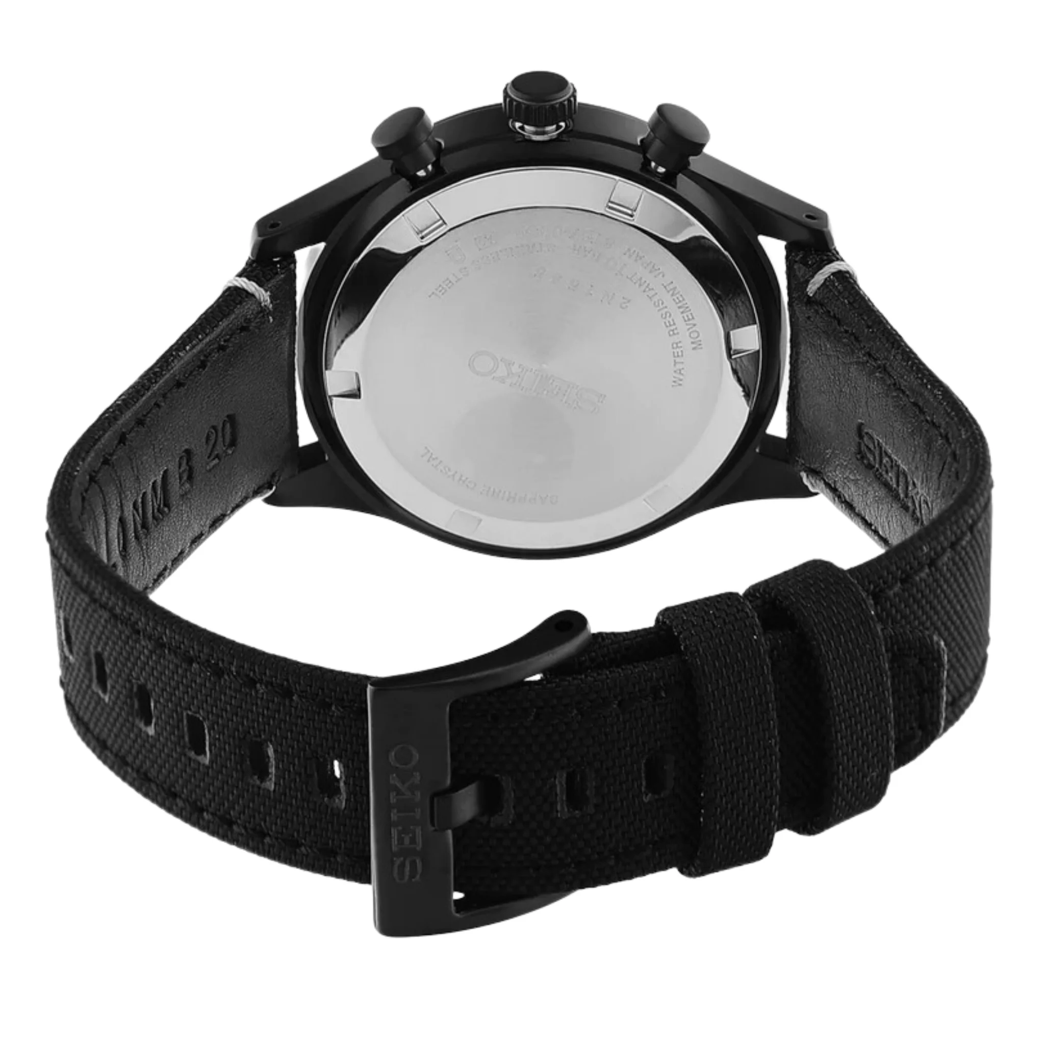 Seiko Men Black Analog Leather Watch- SSB421P1