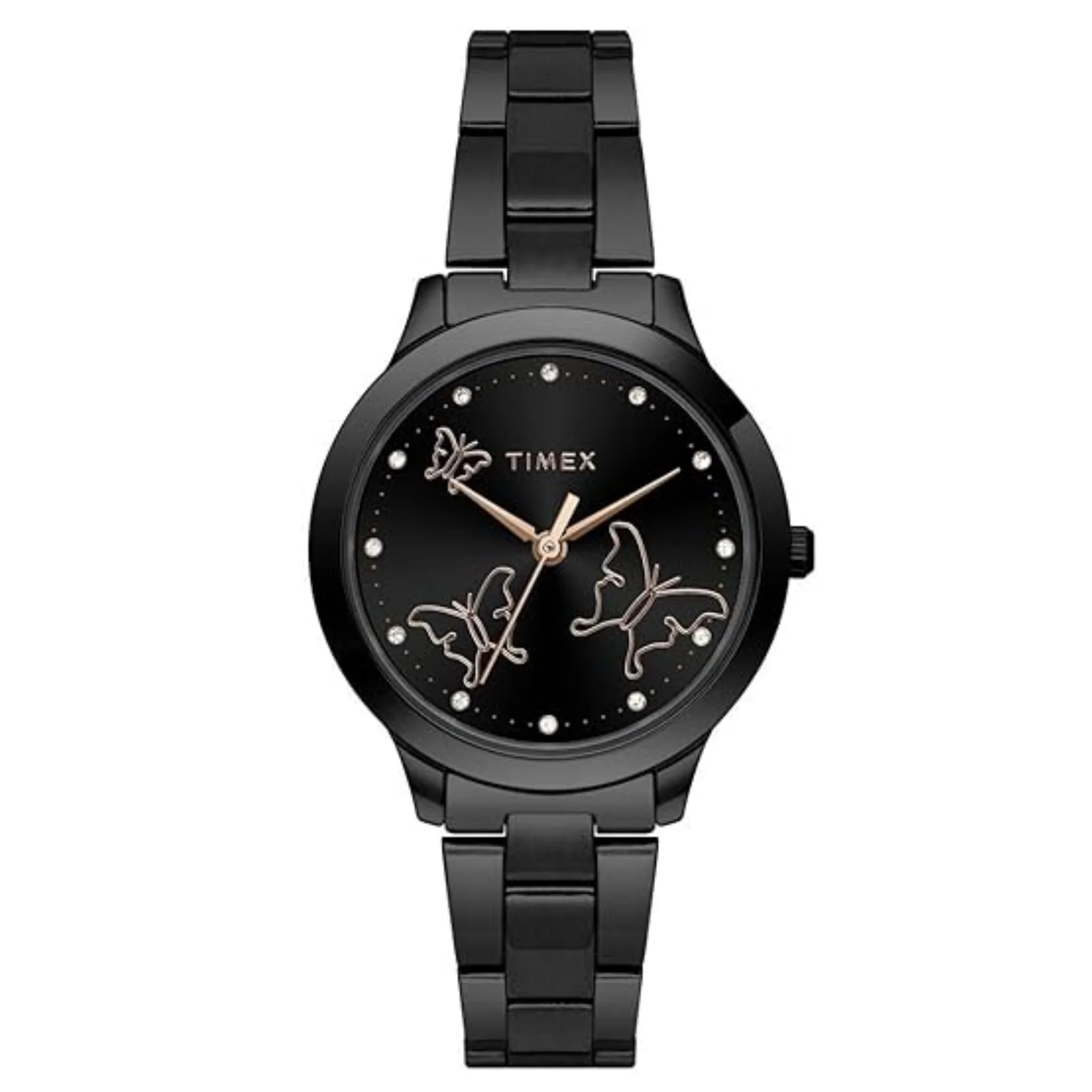 TIMEX Women 3 Hand Analog Black Round Dial Watch - TW000T633