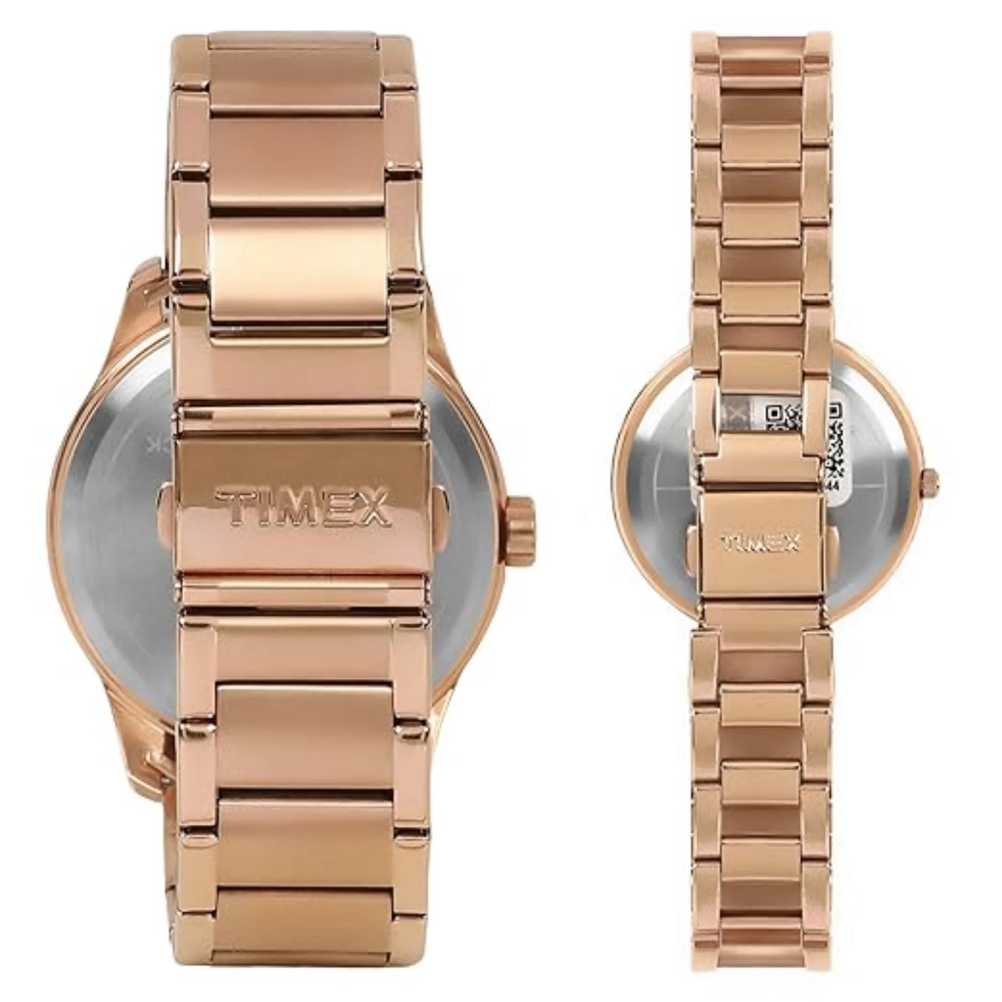 TIMEX Unisex Pair Multifunction Rose Gold Round Dial Watch - TW00PR266