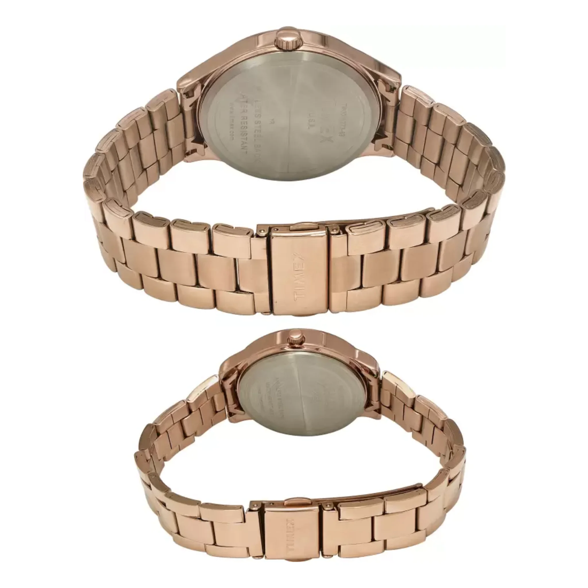 TIMEX Empera Collection Premium Quality Multifunction Pair's Analog Rose Gold Coloured Dial Quartz Watch, Round Dial with 43mm Case Width