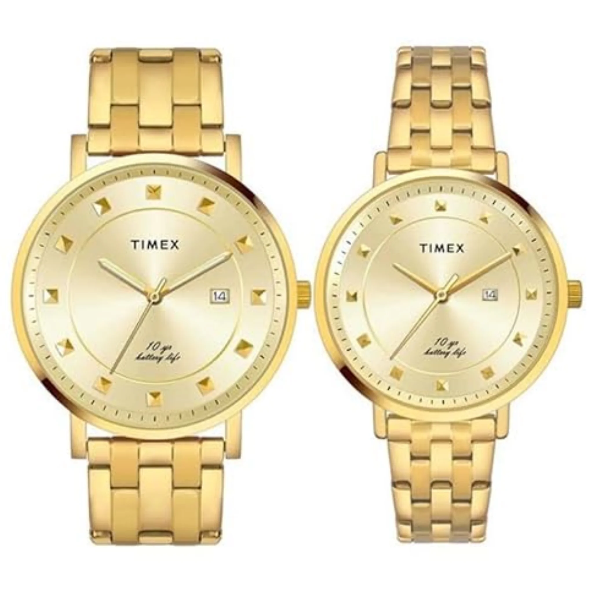 TIMEX Unisex Empera Champagne Dial Gold-Tone Stainless Steel Bracelet Analog Display Watch - TW00PR280