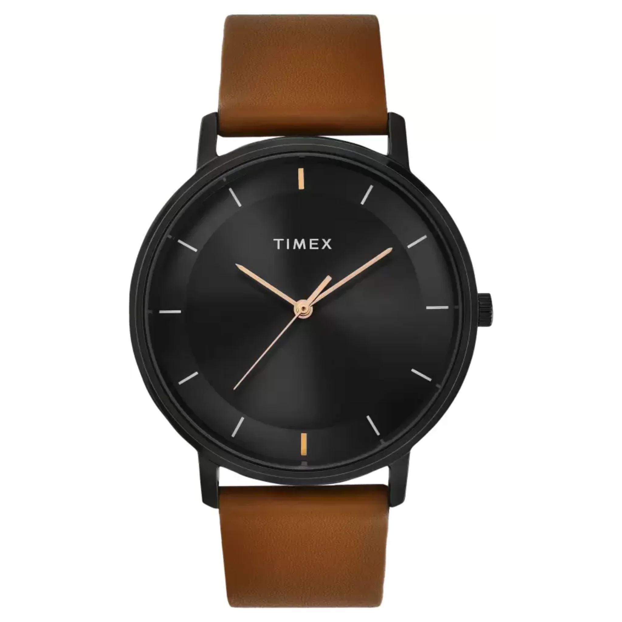 TIMEX Men Black Round Analog Brass Dial Watch- TW0TG8016
