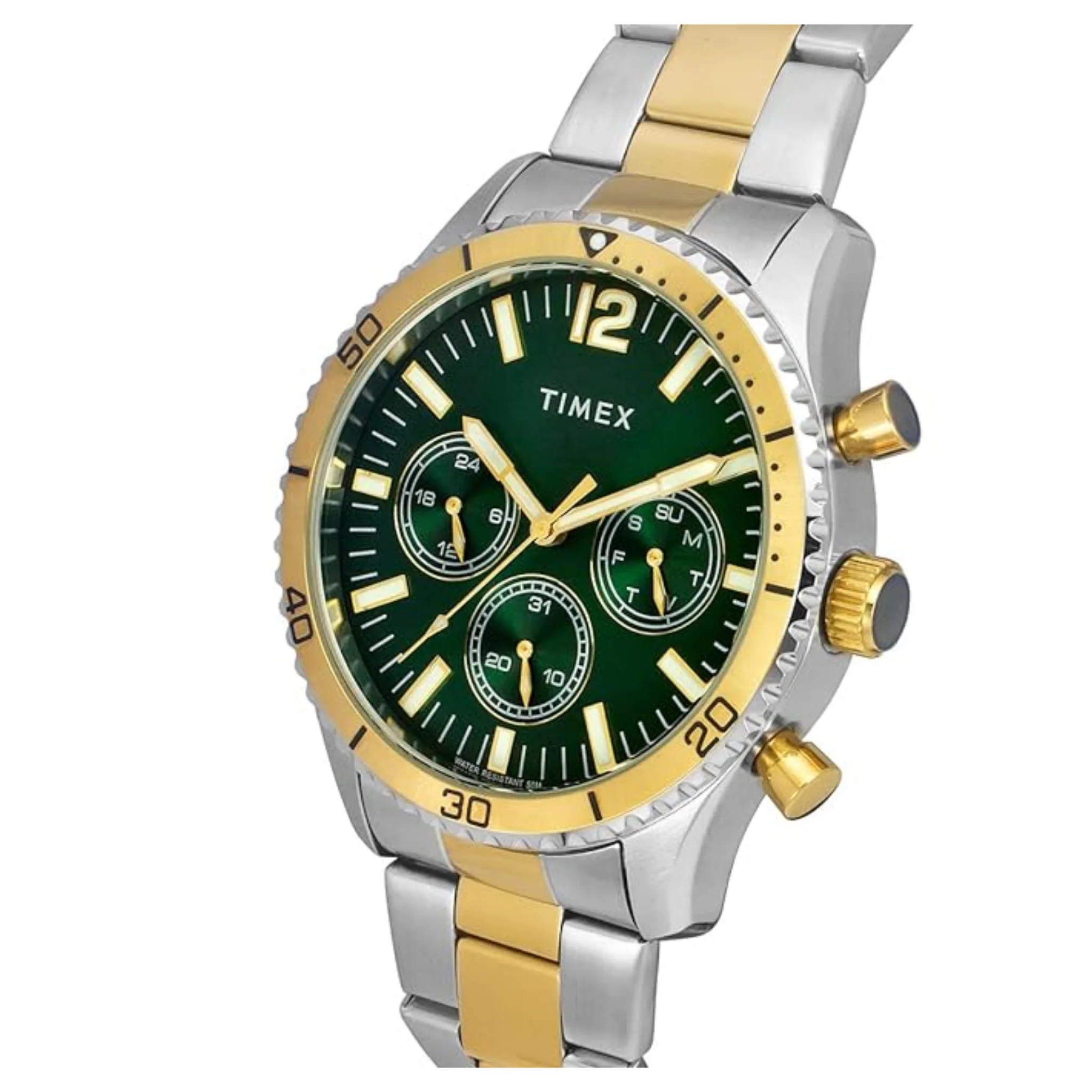 TIMEX E-Class Premium-Sport Collection Men Analog Green Dial Coloured Quartz Watch, Round Dial with 43 mm Case Width - TWEG22201