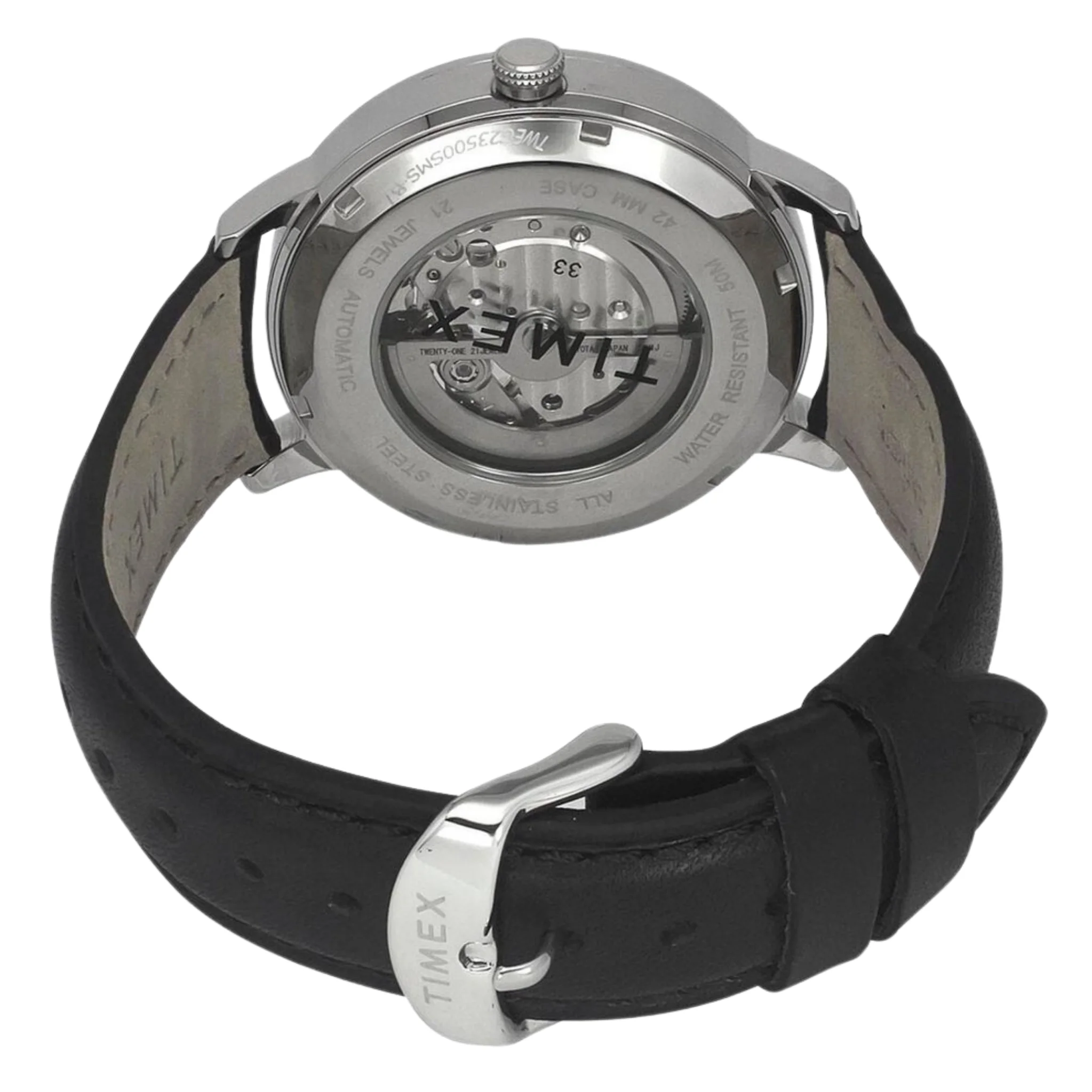 TIMEX E Class Male Silver Analog Leather Watch TWEG23500