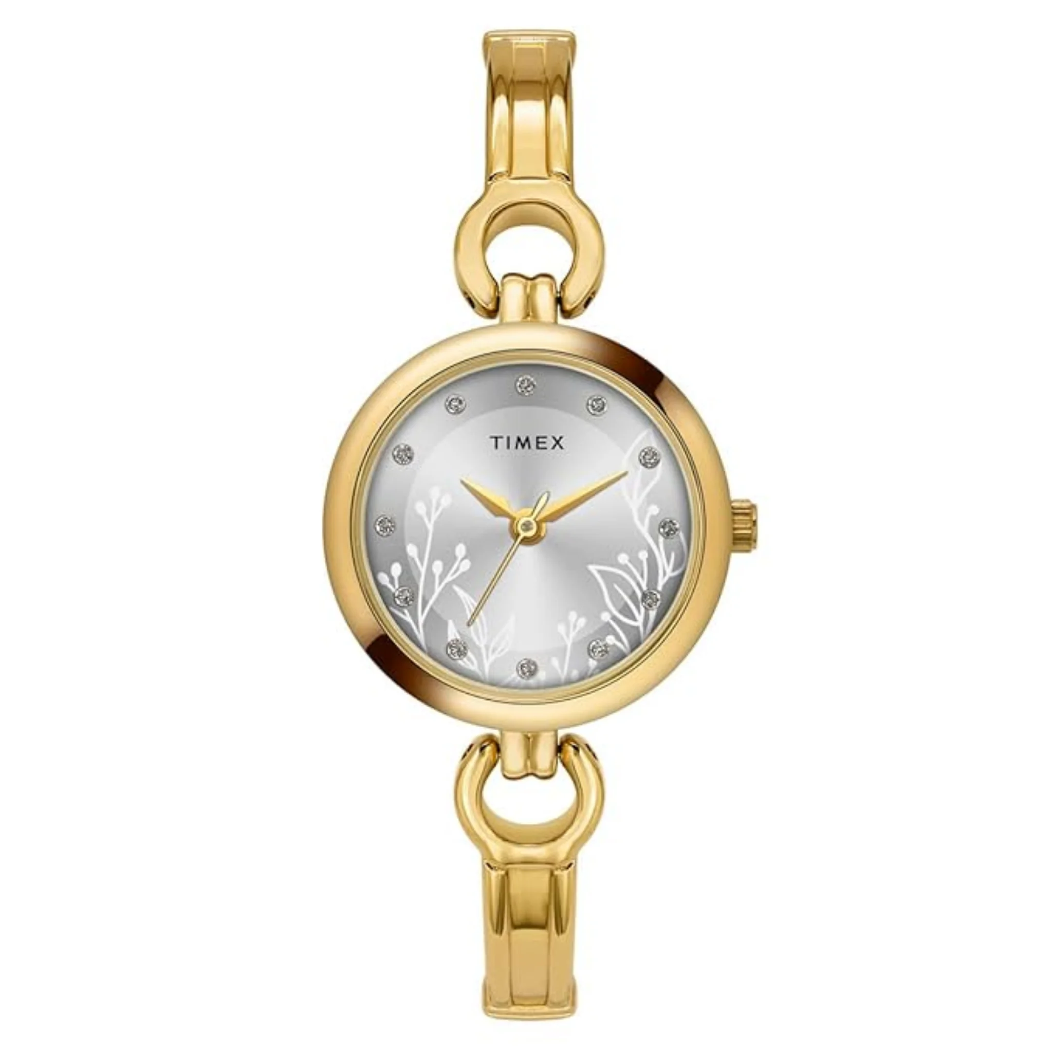 TIMEX Women White Round Analog Brass Dial Watch- TWEL11435