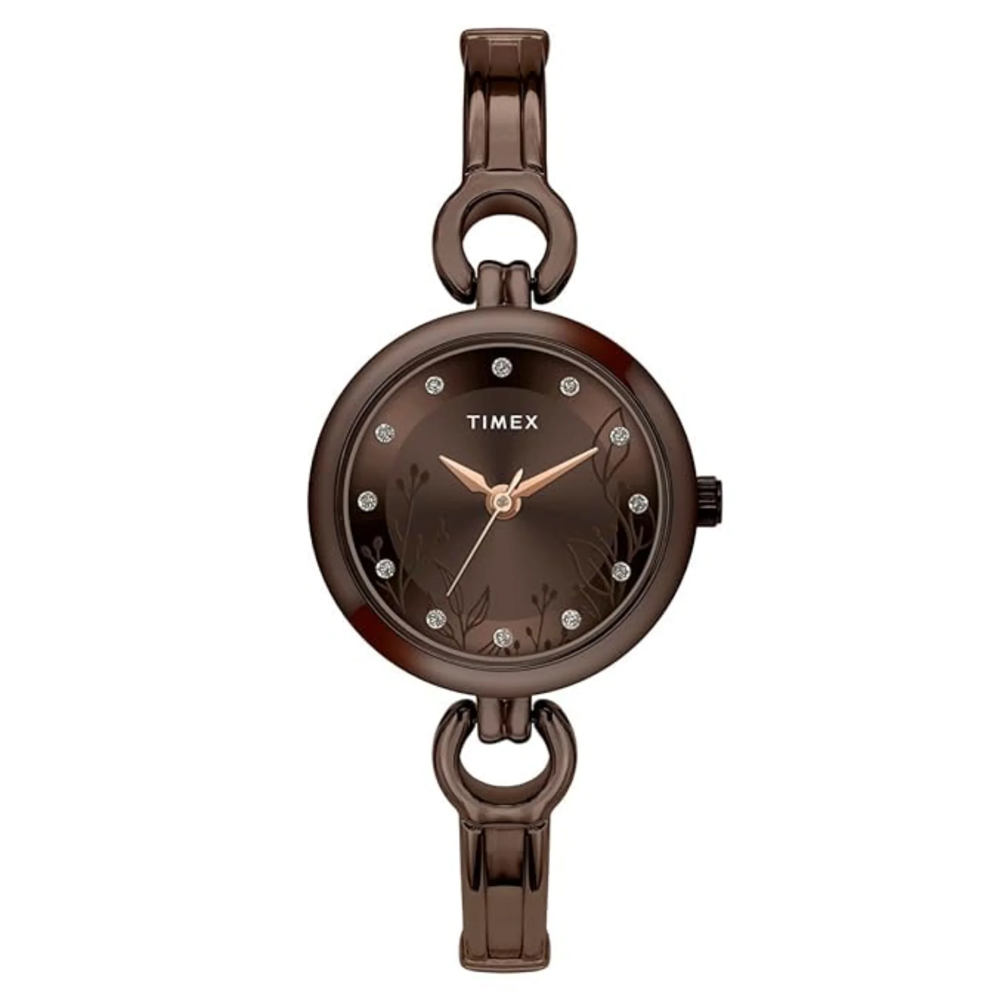 TIMEX Women Brown Round Analog Brass Dial Watch- TWEL11438