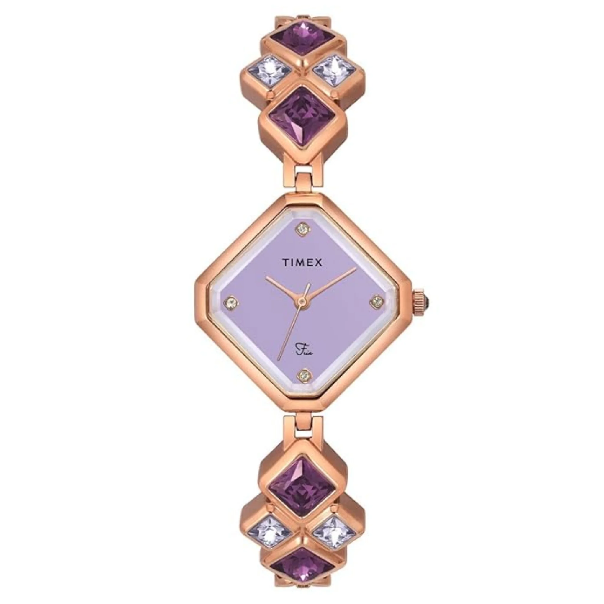 TIMEX Fria Women Round, Cushion, Rectangular, and Rhombus Dial Case 2 Hands Function Rose Gold and Silver Watch-TWEL17201