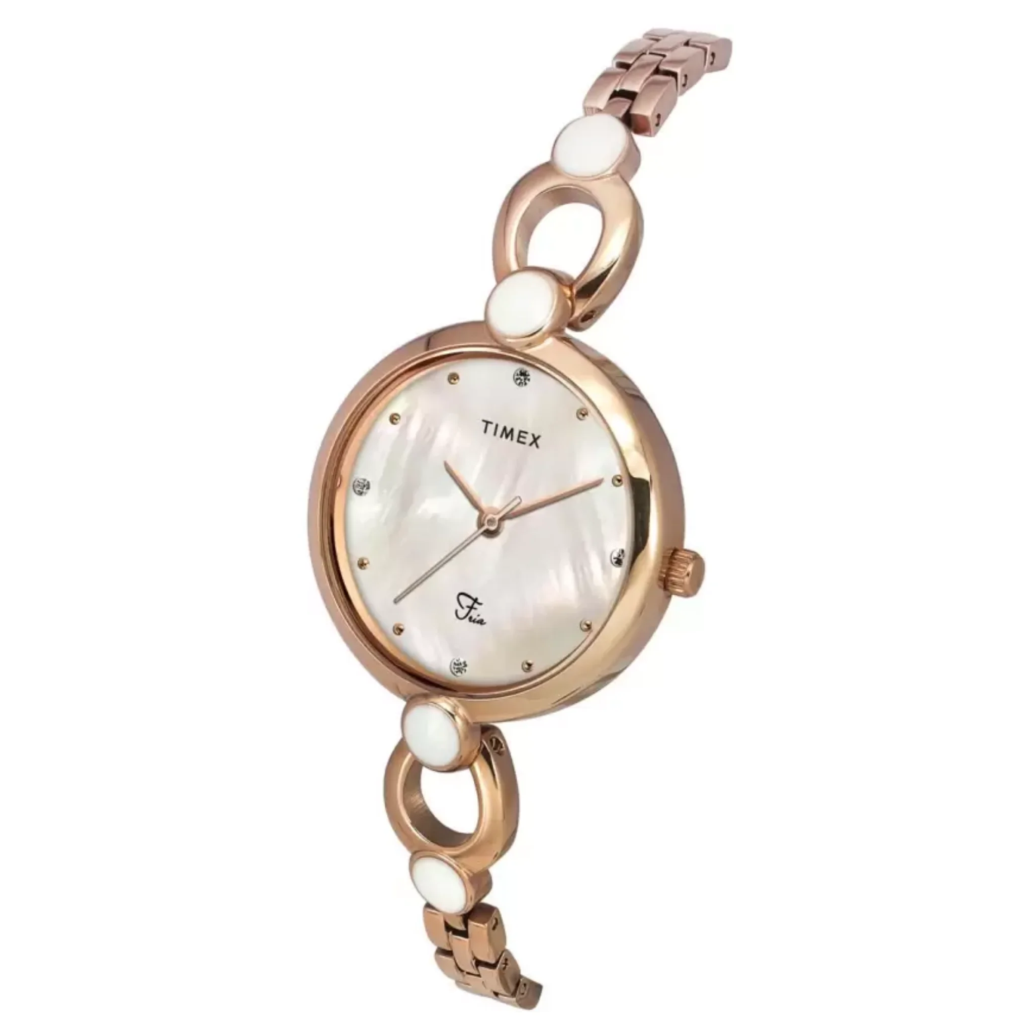TIMEX Fria Women Mother Of Pearl Round Analog Brass Dial Watch- TWEL18102
