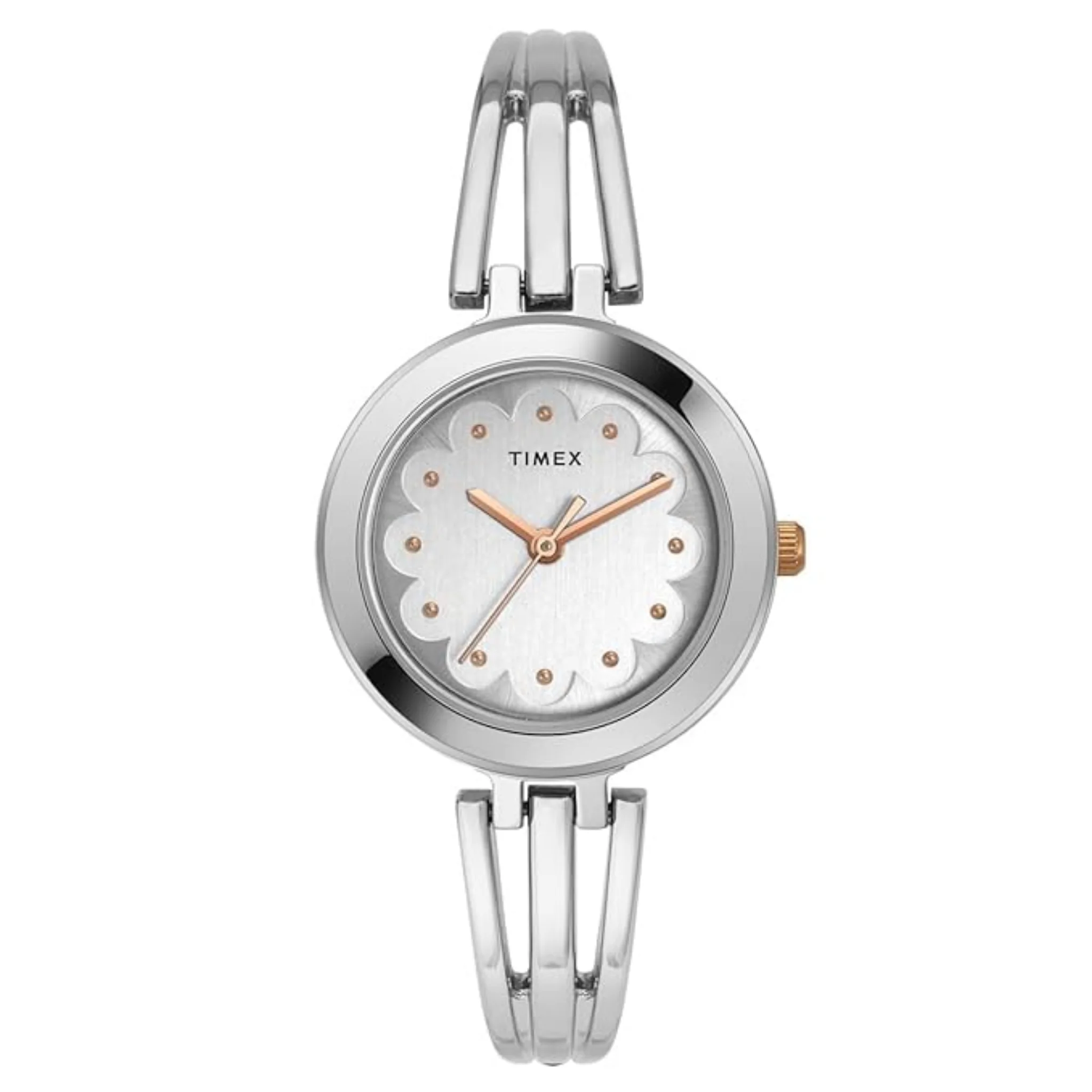 TIMEX Women Silver Round Analog Brass Dial Watch- TWTL10310