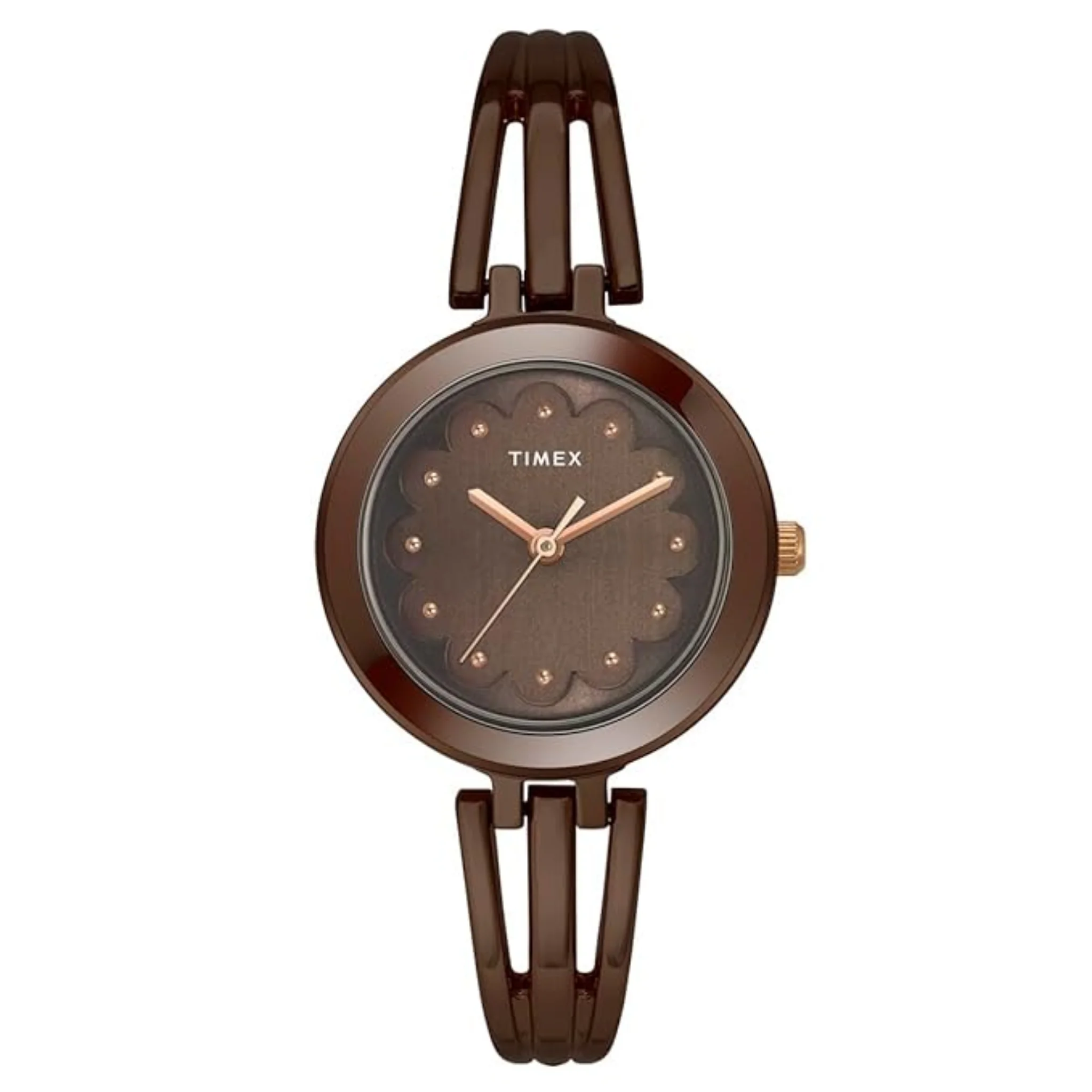 TIMEX Women Brown Round Analog Brass Dial Watch- TWTL10313
