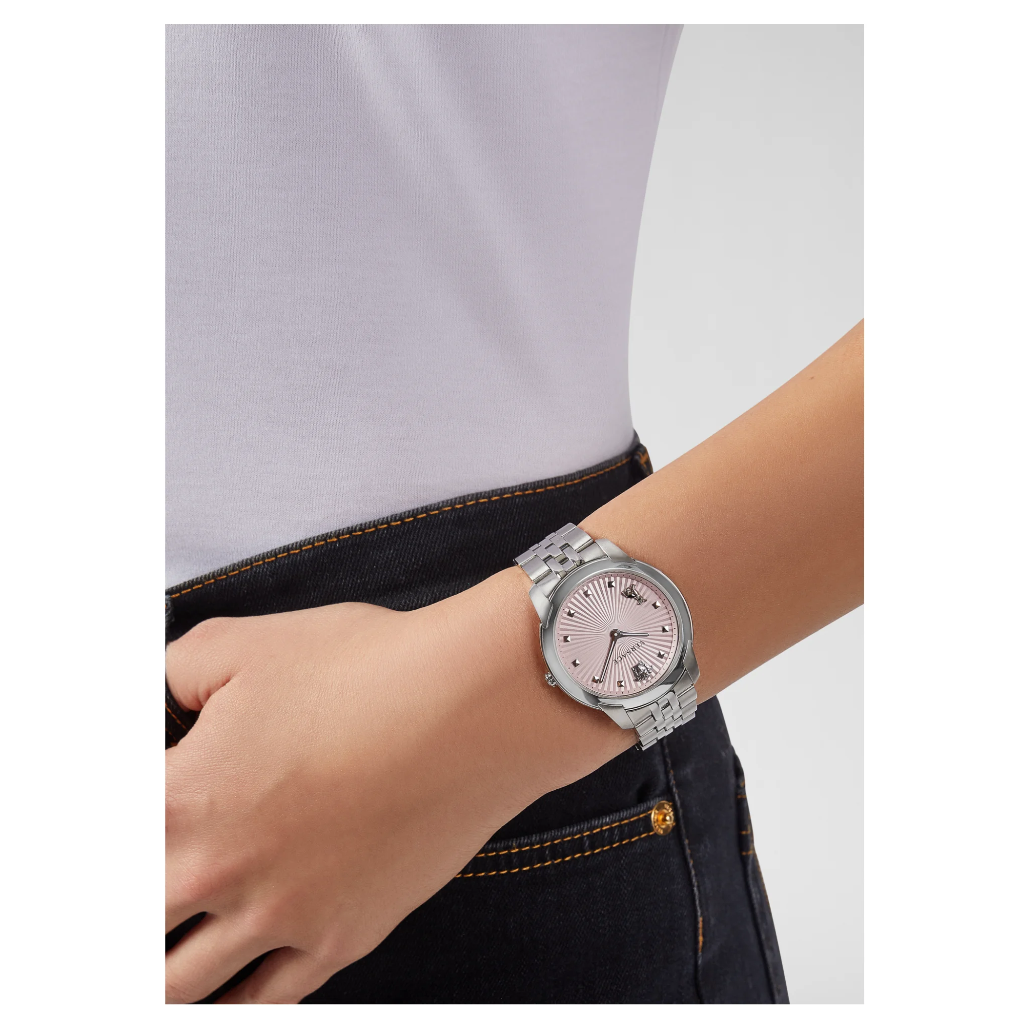 Versace Audrey Quartz Pink Dial Ladies Watch VELR00419