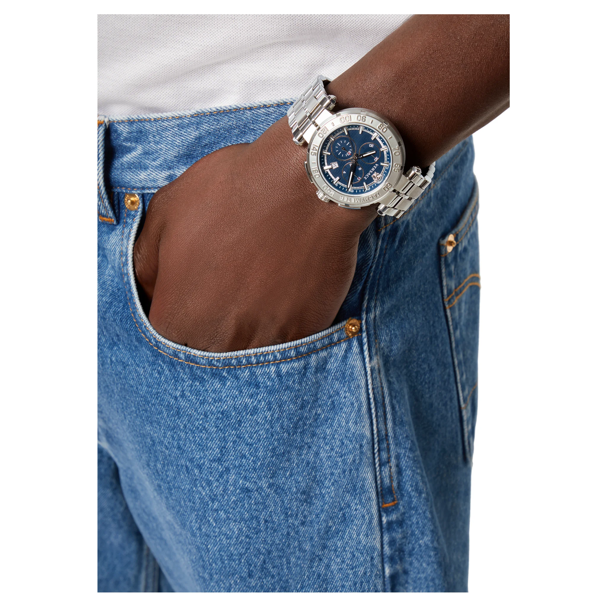 Versace Chronograph Blue Dial Men Watch - VEPM00420