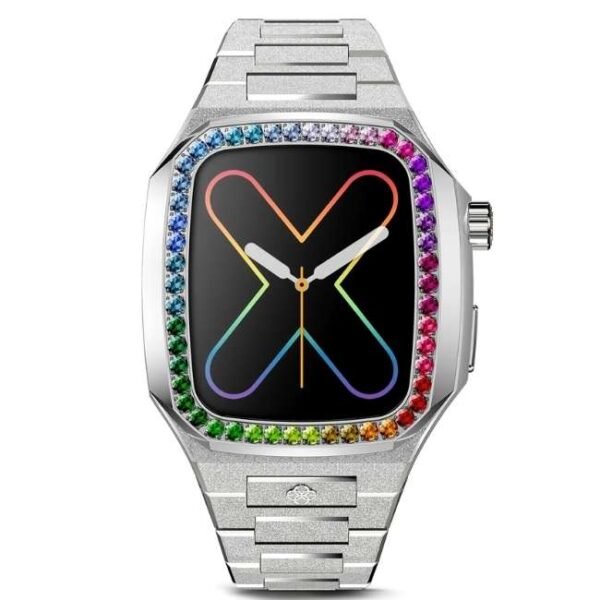 Golden Concept EVF RAINBOW Frosted Silver Apple Watch 41 MM WC-EVF41-SL-RB