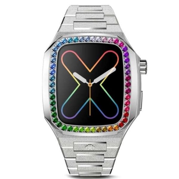 Golden Concept EVF RAINBOW Frosted Silver Apple Watch 45 MM WC-EVF45-SL-RB