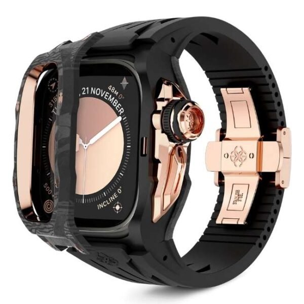 Golden Concept RSCIII49 - Rose Gold Carbon Watch Case Cover for Apple Watch Ultra 49 MM WC-RSCIII49-BK-RGC