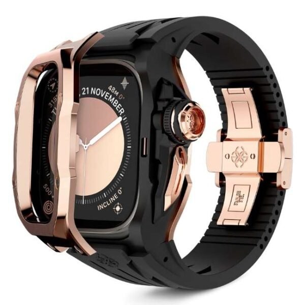 Golden Concept RSTIII49 - Crepe Steel Watch Case Cover for Apple Watch Ultra 49 MM WC-RSTIII49-BK-RG