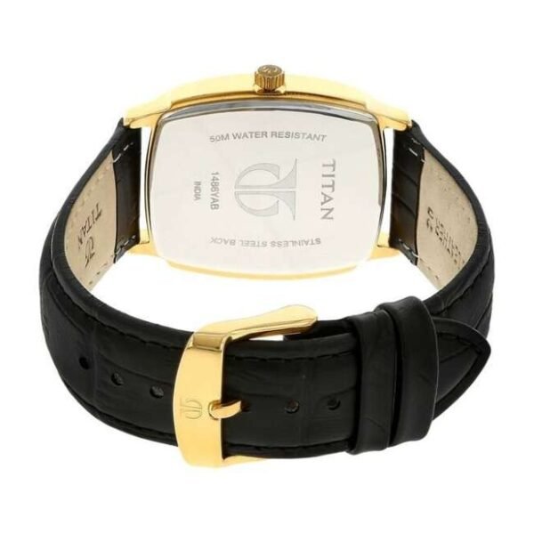 Titan Quartz Analog with Date Black Dial Leather Strap Watch for Men-1486YL06