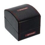 Titan Quartz Multifunction Champagne Dial Leather Strap Watch for Men-1585SL05