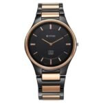 Titan Edge Ceramic Quartz in Midnight Gold with Diamonds and Black Dial Watch for Men-1696KC02