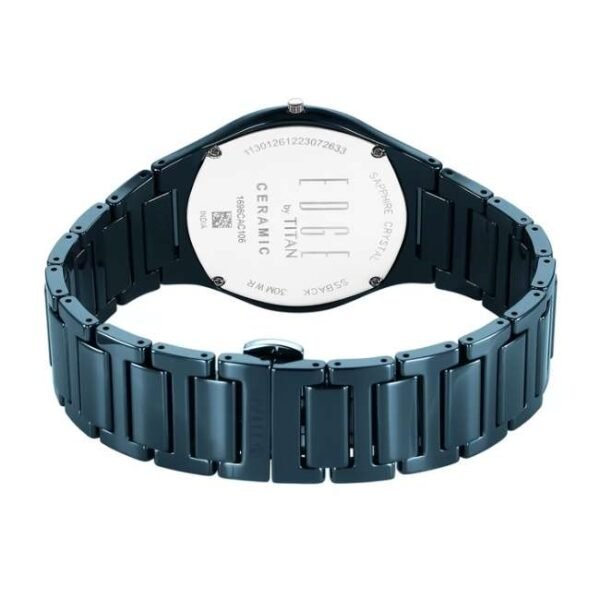 Titan Edge Ceramic Quartz in Atlantic Blue Dial with Diamonds Watch for Men-1696QC09