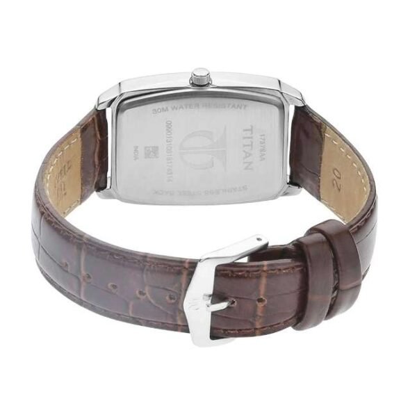 Titan Quartz Analog with Day and Date Champagne Dial Leather Strap Watch for Men-1737SL02