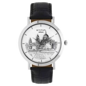 Titan Forever Kolkata Off White Dial Analog Leather Strap watch for Men-1740SL01
