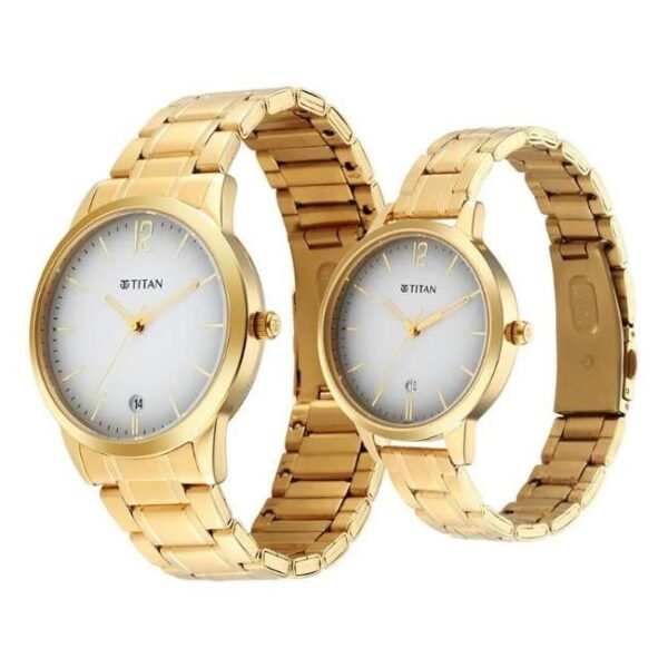 Titan Bandhan Grey Dial Analog Stainless Steel Strap Watch for Couple-18062617YM01