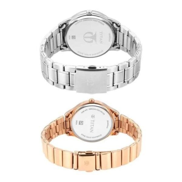 Titan Bandhan White Dial Analog Date Stainless Steel Strap watch for Couple-18062649KM01