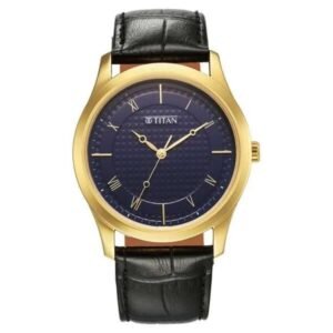 Titan Karishma Blue Dial Analog Leather Strap watch for Men-1823YL02