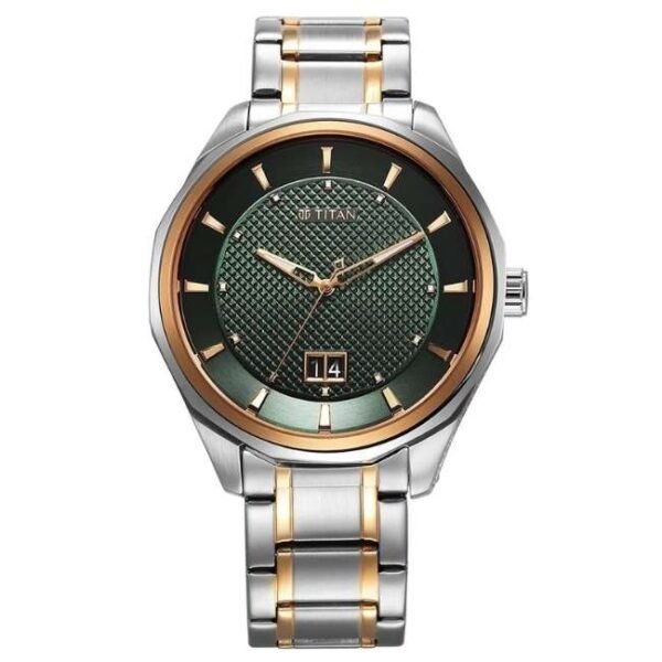 Titan Regalia Opulent Quartz Analog with Date Green Dial With Two Toned Stainless Steel Strap Watch For Men-1829KM06