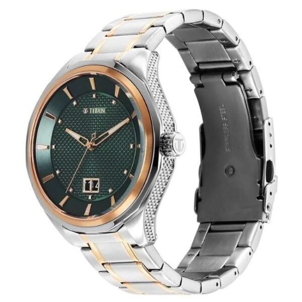Titan Regalia Opulent Quartz Analog with Date Green Dial With Two Toned Stainless Steel Strap Watch For Men-1829KM06