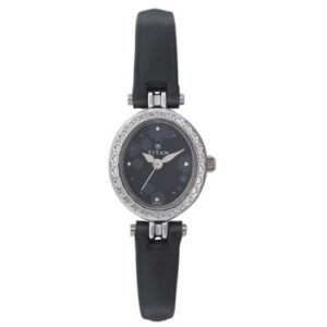 Titan Quartz Analog Black Dial Leather Strap Watch for Women-2466SL02