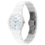 Titan Edge Ceramic Quartz in Arctic White with Diamonds and Rich Mother Of Pearl Dial Watch for Women-2653KC03