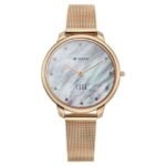 Titan Edge Metal Ladies Allure Quartz Analog Rich Mother Of Pearl Dial Stainless Steel Strap Watch For Women-2654WM02
